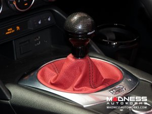 FIAT 124 Spider Gear Shift Boot - Black italy - Red Leather w/ Black Stitching